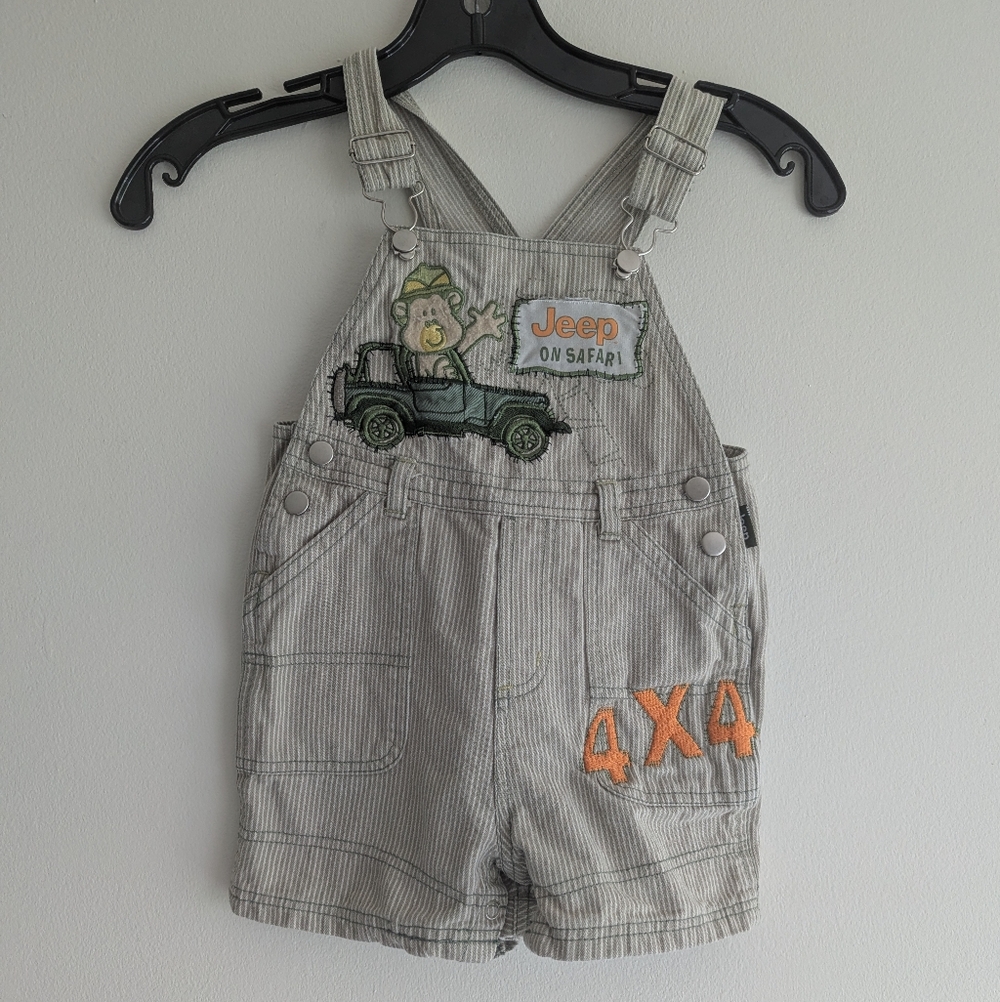 Vtg Y2K Jeep Embroidered Baby Overalls 18mo